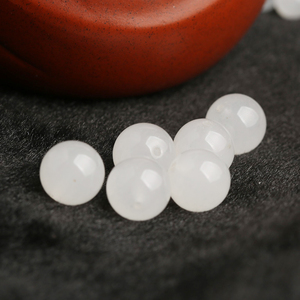 天然白玉髓散珠玛瑙圆珠单颗珠子配珠手串手链diy手工串珠配饰件