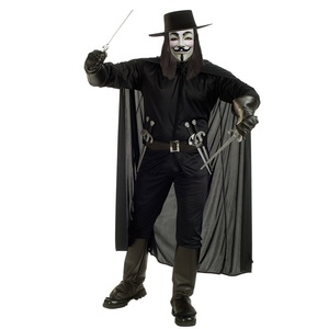 万圣节舞会派对电影主题人物v字仇杀队面具 帽子 假发三件套cos