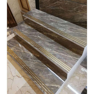 定制加工别墅楼梯镀金防滑槽踏步砖通体大理石客厅梯级地板砖台阶
