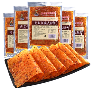 8090后怀旧老式大辣片2袋零食辣条东北豆皮手撕麻辣片儿时小吃
