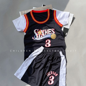 艾弗森3号球衣大人儿童短袖篮球服套装男童速干运动服训练服定制