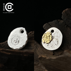 村口工匠高桥吾郎goros小金饼18k吊坠切边小银饼银s925项坠大号饼