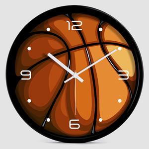 创意篮球挂钟客厅现代个性简约石英家用静音钟表卧室装饰壁挂时钟