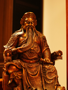 纯铜拿书关公武财神佛像摆件供奉家居办公室创意工艺古铜色