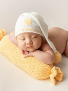 新生儿上门拍照婴儿满月宝宝儿童摄影道具糖果枕道具月亮星星睡帽