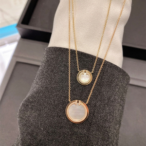 tiffany 蒂芙尼新款项链 18k黄金 镶钻白贝母 圆形吊坠 锁骨链 女