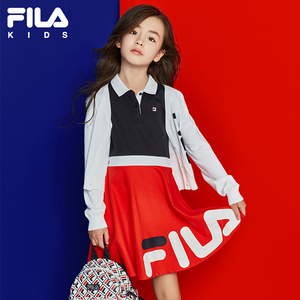 fila kids斐乐童装儿童连衣裙2022夏新款女大童洋气纯棉短袖裙子
