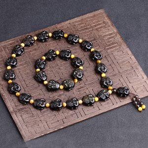 黑曜石佛头佛珠链