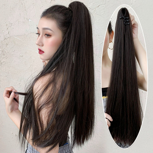 假发尾女长发网红绑带式仿真发自然抓夹超轻气质直发高马尾辫子潮