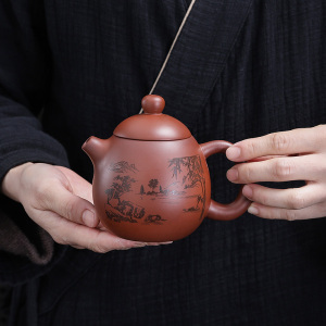 紫砂壶半手工泡茶壶刻字家用大容量功夫茶具单壶球孔过滤茶壶定制