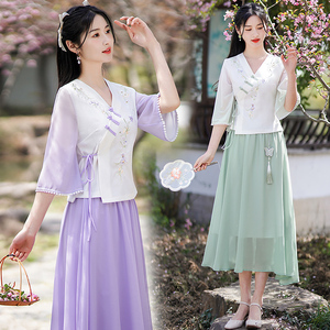 夏季新中式民国风少女日常学生改良旗袍上衣年轻款小个子茶艺汉服