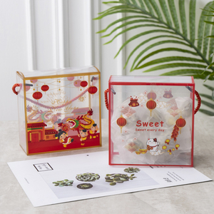 新年喜糖包装袋牛轧糖礼盒手提包装盒透明雪花酥糖果袋子饼干盒子