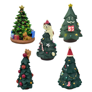 卡通迷你圣诞树爬爬猫圣诞节装饰创意微缩场景搭配树脂摆件礼物