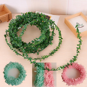 手工花环材料 铁丝仿真叶子藤条 DIY塑料圣诞绿叶柳条装饰配件