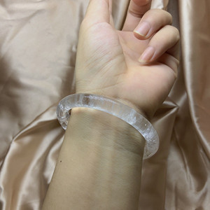 天然白幽灵圆条手镯通透净化心灵水晶细条手镯女款白水晶手环保真
