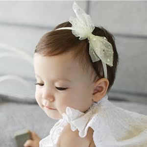 F055韩国进口正品新款纱花公主发带婴儿童百日天拍照配饰宝宝发圈