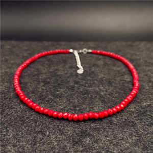 不掉色不生锈大红色水晶珠子项链男女同款短款锁骨链项圈颈链颈带