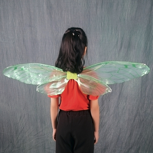 儿童精灵仿真蜻蜓翅膀古风侍神令蝴蝶精发饰八彩扑棱蛾子拍照道具