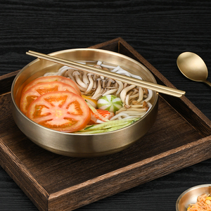 韩式复古仿古冷面碗手工冷面拉面碗泡面碗沙拉碗拌面碗铜色餐具碗