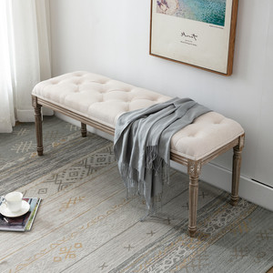 美式实木复古雕花长凳换鞋凳卧室试衣间凳子餐凳床尾凳欧式沙发凳