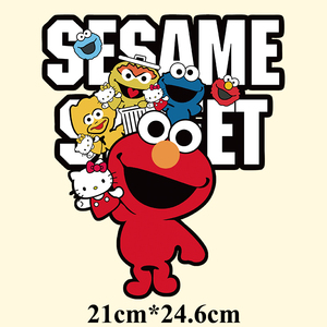 潮牌ins卡通芝麻街kaws图案热转印衣服贴柯式过粉胶印艾莫t恤烫画