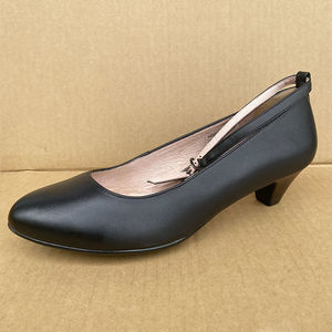 断码捡漏 金猴女式单低跟皮鞋女牛皮尖头黑色粗跟单鞋