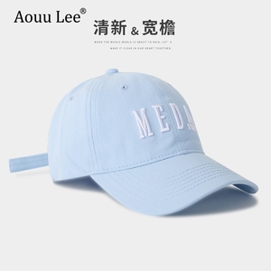 Aouu Lee休闲棒球帽女夏季显脸小软顶透气鸭舌帽韩版字母蓝色帽子