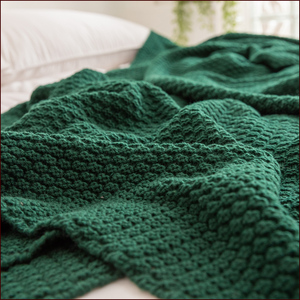 网红墨绿色小毛毯毛线毯毛巾毯电视披肩毯盖毯垫毯汽车毯单人午睡