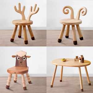 实木儿童椅子靠背可爱卡通宝宝椅换鞋凳小板凳幼儿园凳子小鹿椅子
