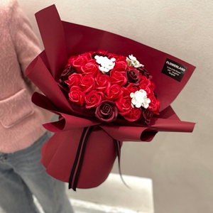 手工玫瑰花网红碎冰蓝玫瑰香皂花束假花情人节礼物 花朵摆设送人