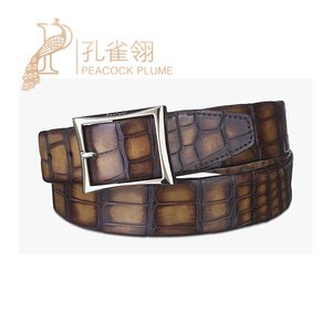 正品2020夏季新款berluti男士皮带 优雅针扣鳄鱼皮腰带 c0035-e2