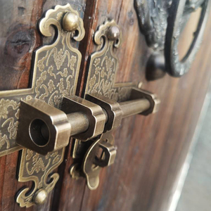 中式仿古纯铜插销木门黄铜门栓花园庭院门闩双开门复古门扣搭扣