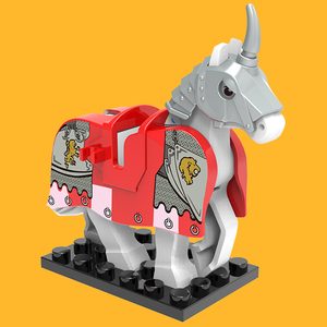 兼容乐高积木中古世纪戒灵马罗马骑士战马鞍马袍596拼装益智玩具