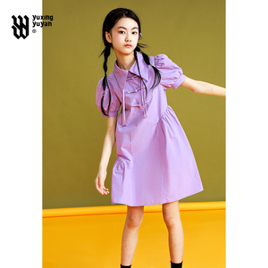 女童新中式连衣裙2024夏季新款洋气初中生夏装紫色高级感国风裙子