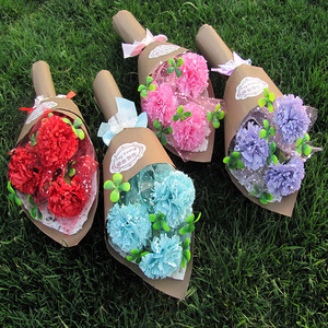 母亲节送妈妈礼物康乃馨花束手工纸艺花成品学生手工课作业成品花