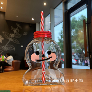 星巴克2022新款韩国圣诞限定姜饼人雪人马克玻璃吸管保温水杯礼物