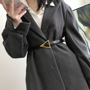 配大衣西装腰带女细皮带三角形扣真皮连衣裙收腰装饰时尚百搭皮带