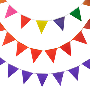 纸质彩色三角旗节日庆典生日派对装饰小彩旗五彩室内彩带挂饰串旗