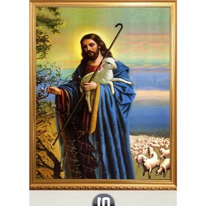 耶稣以马内利画像基督信仰教堂十字架装饰画有框画西方油画艺术