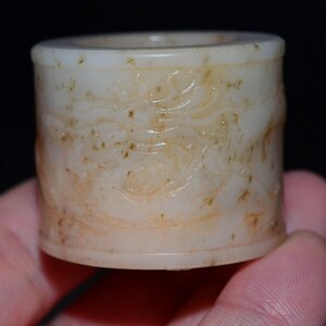 古玉老玉高古玉古玩古董新疆和田玉白玉至尊权贵象征圣龙扳指明清