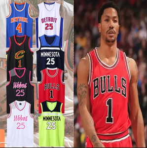 罗斯球衣尼克斯4号公牛队1号rose活塞25号森林狼城市版篮球服套装