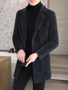 水貂羊绒大衣男2024年冬季新款韩版潮流中长款高端男士毛呢子外套