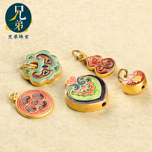 燕京八绝景泰蓝珐琅足金黄金项链女花丝传统手工古法故宫锁配饰17