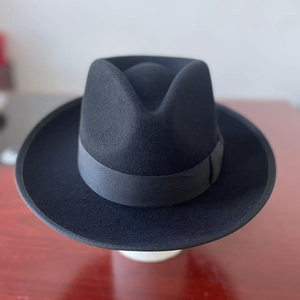 新品可折叠礼帽羊毛英伦复古美式咔叽毡帽宽檐卷边绅士帽超软防皱