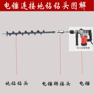 地钻钻头植树挖坑机合金钻头水钻钻头地钻机配件电锤转地钻转接头