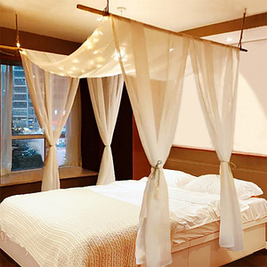 双杆双纱民宿酒店客栈东南亚美式中式北欧卧室装饰挡风水纱幔床幔