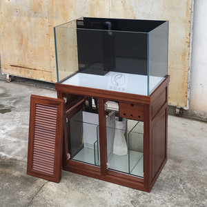 星晨800沙比利实木底滤海缸定制fot sps lps珊瑚鱼缸红影木直角滤