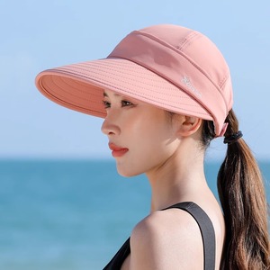 LEEOCEANS日本设计师联名款 浅粉色空顶防晒鸭舌帽子女夏季遮阳帽