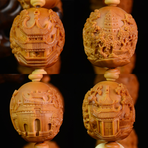 橄榄核雕苏州园林