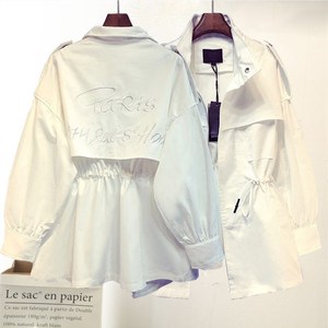 韩国白色工装风衣女春秋新款中长款英伦风休闲宽松小个子外套上衣